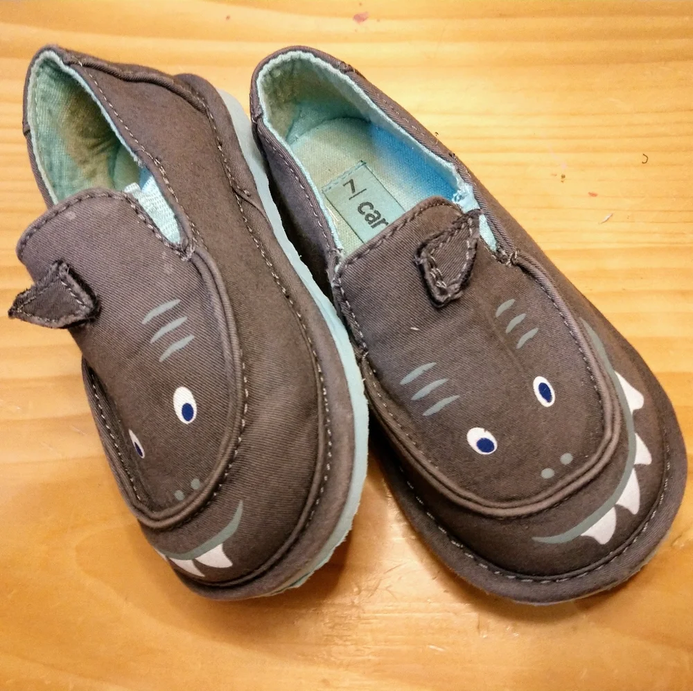 Carter's Brown Shark Face Toddler Slip-On Sneakers